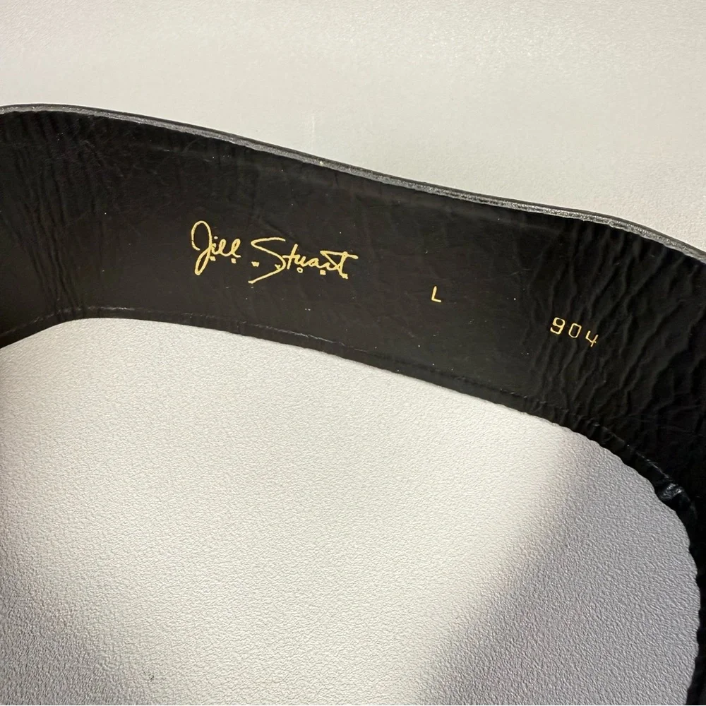 Jill Stuart Vintage Black Genuine Leather Bow Tie Wide Belt